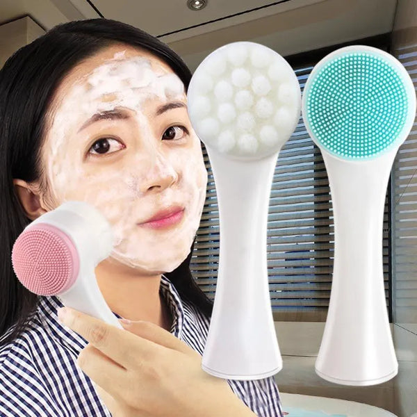 Silica Gel Facial Brush: Double-Sided Cleanser for Blackhead Removal and Pore Cleaning
